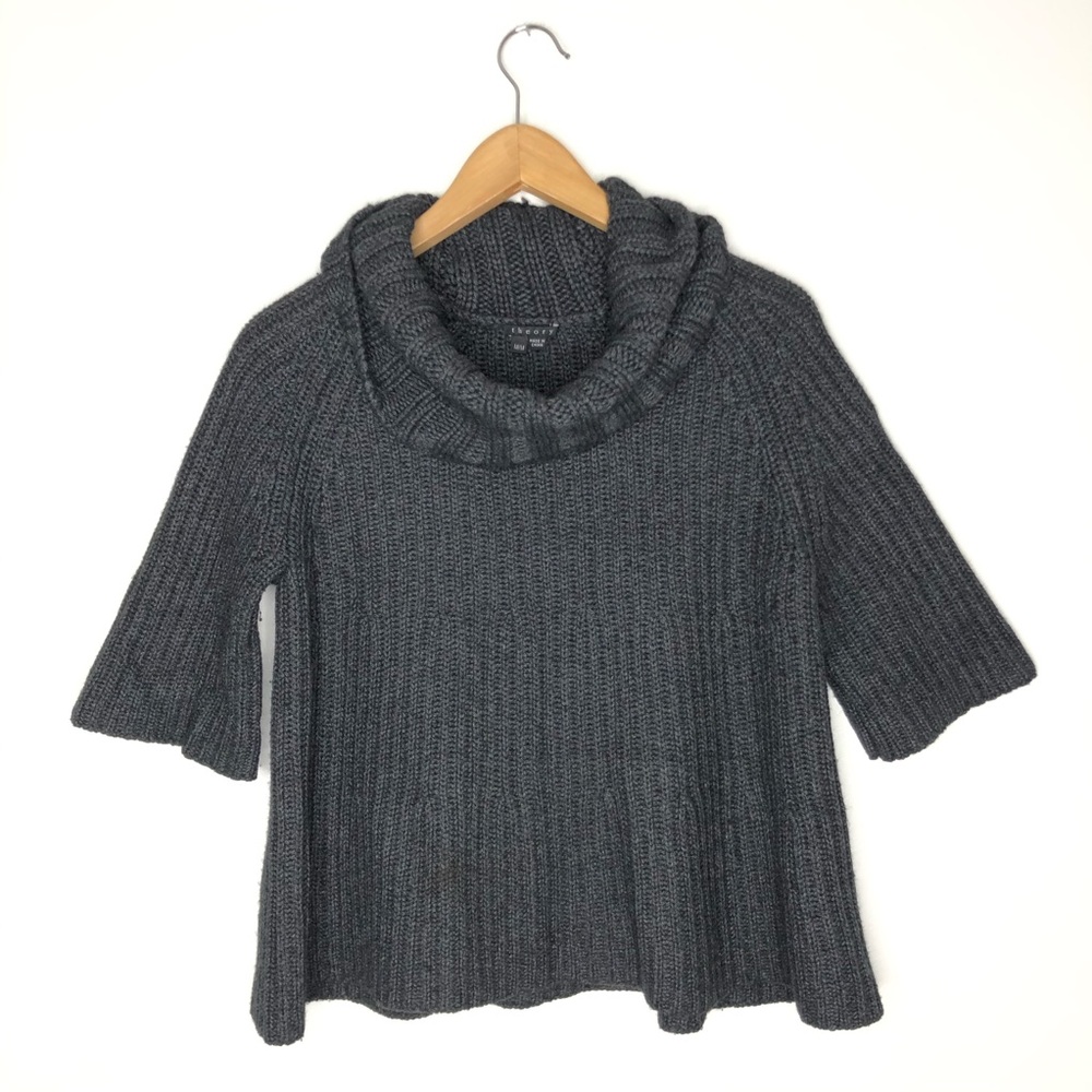Theory Cowl Neck Knit Sweater Wool Gray M